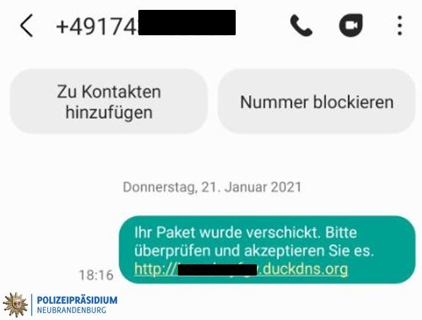 POL-NB: Ihr Paket wurde verschickt... Warnung vor Cybercrime per SMS