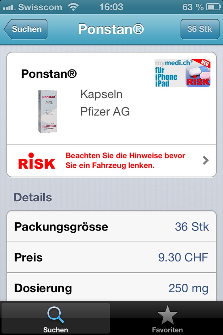 "Mymedi Risk"-App informiert über die Risiken der Medikamenteneinnahme am Steuer oder am Arbeitsplatz (BILD)