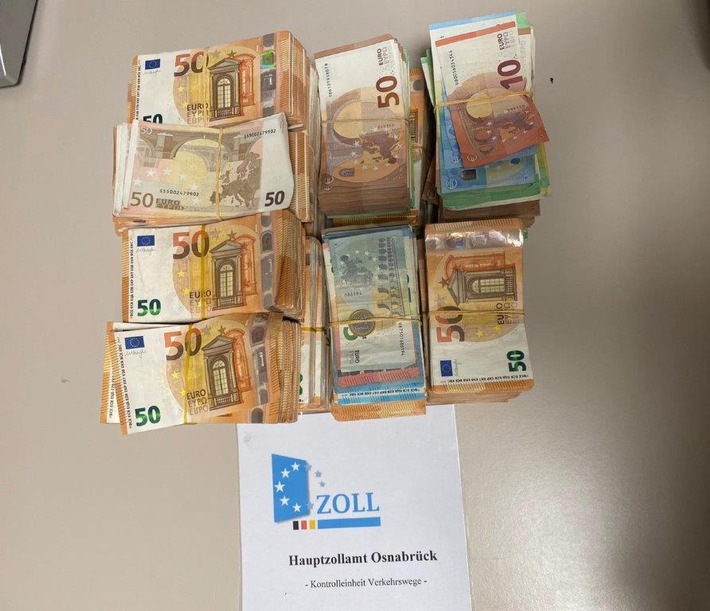 HZA-OS: Osnabrücker Zoll stellt über 352.000 Euro sicher; Bargeldschmuggel aufgedeckt