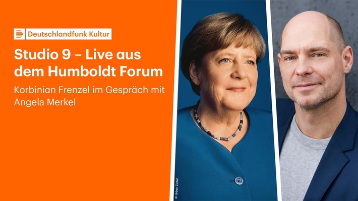 „Studio 9 – Live aus dem Humboldt Forum“: Korbinian Frenzel am 10. April 2025 im Gespräch mit Angela Merkel