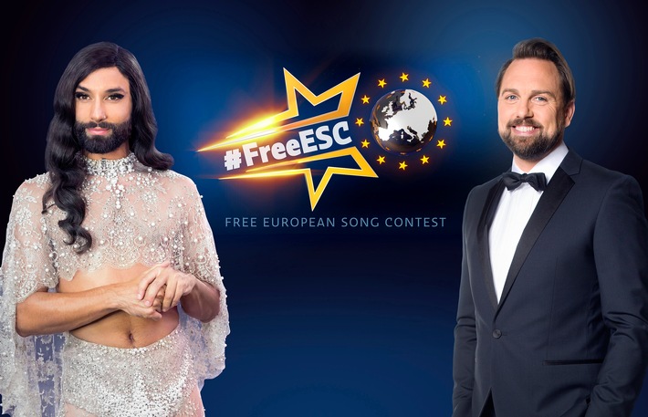 ESC-Sieger Conchita Wurst und Steven Gätjen moderieren den "FREE EUROPEAN SONG CONTEST" live auf ProSieben