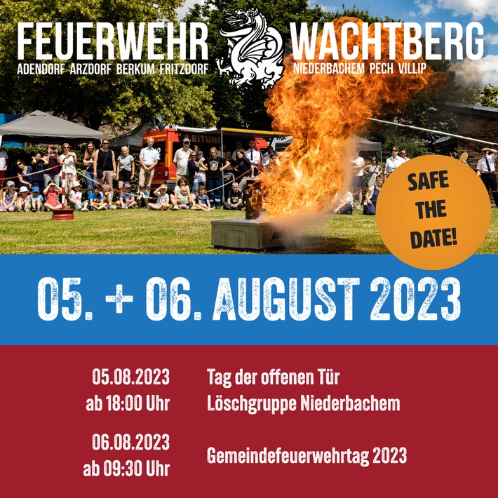 FW Wachtberg: Einladung zum Tag der offenen Tür und Gemeindefeuerwehrtag 2023