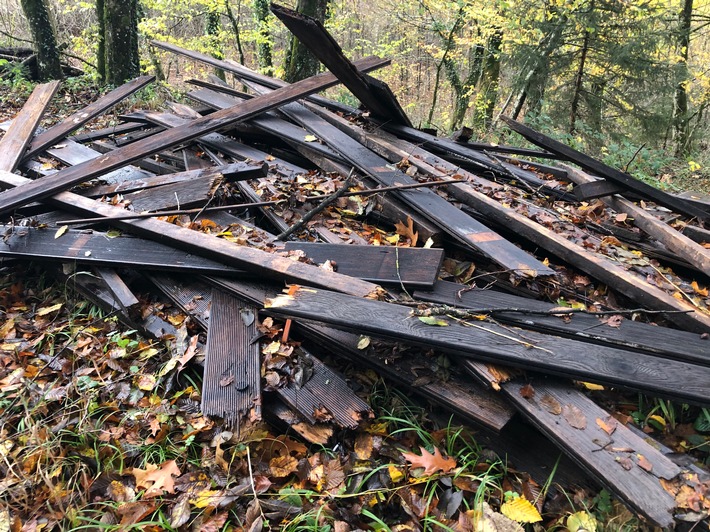 POL-FR: Schwörstadt: Im Wald illegal Holzdielen entsorgt - Polizei sucht Zeugen