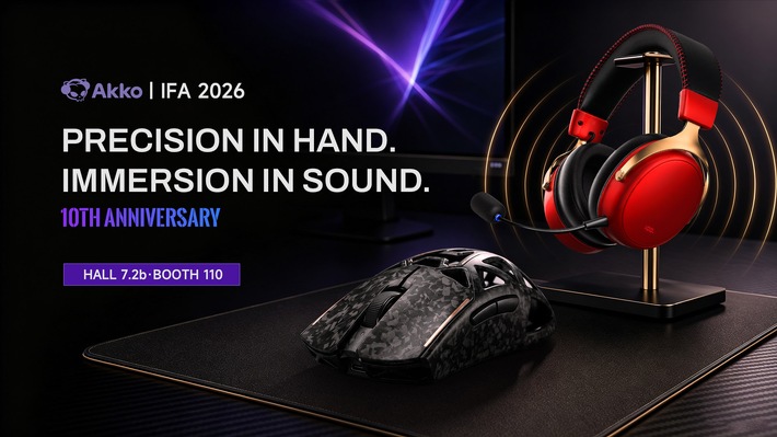 AKKO präsentiert auf der IFA 2026 Gaming-Peripheriegeräte der nächsten Generation und läutet damit ein neues Jahrzehnt der Innovation ein
