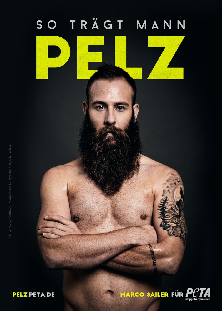 Marco Sailer für PETA: &quot;So trägt Mann Pelz&quot; - SV Darmstadt-Stürmer kämpft gegen die Pelzindustrie