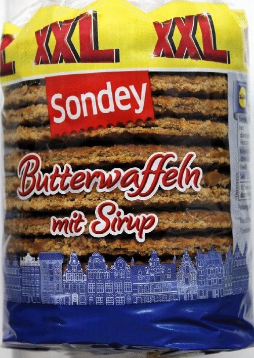Der niederländische Lieferant Biscuit international informiert über einen Warenrückruf des Produktes "XXL Sondey Butterwaffeln mit Sirup, 560g".