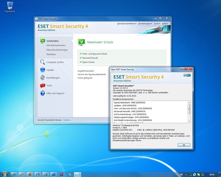 Sicherheitssoftware von ESET schützt Windows 7-Rechner (mit Bild) / Upgrades für ESET-Anwender kostenfrei