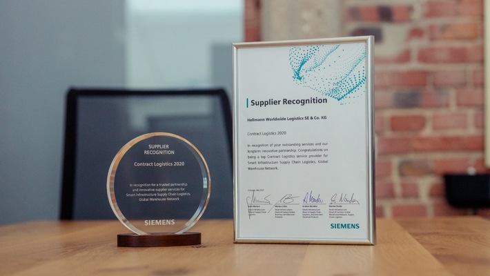 Hellmann has been presented with a Siemens Smart Infrastructure Supplier Recognition
