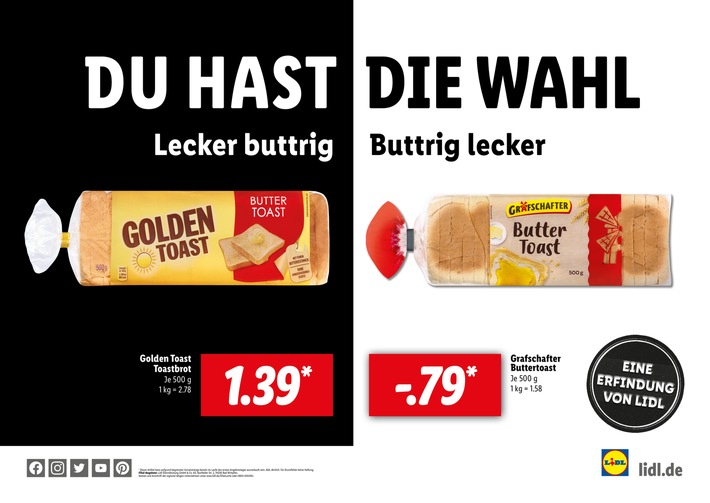 "Du hast die Wahl" - Neuauflage der erfolgreichen Lidl-Kampagne / Lidl rückt erneut starkes Eigenmarken- und Markensortiment in den Fokus