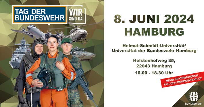 Save the Date: 8. Juni 2024: / "Tag der Bundeswehr 2024" / an der Helmut-Schmidt-Universität / Universität der Bundeswehr Hamburg