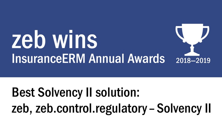 Auszeichnung für Solvency-II-Software von zeb - &quot;InsuranceERM Awards&quot; als &quot;Best Solvency II Solution&quot; 2018/19