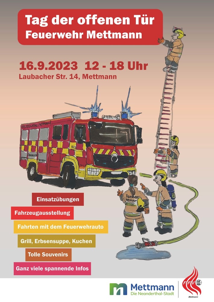 FW Mettmann: Nach dreijähriger (Zwangs-) Pause ist es endlich wieder so weit - Feuerwehr Mettmann öffnet Türen und Tore für die Bevölkerung