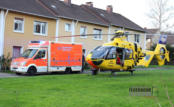 FW-MK: Rettungshubschraubereinsatz in Iserlohn-Letmathe