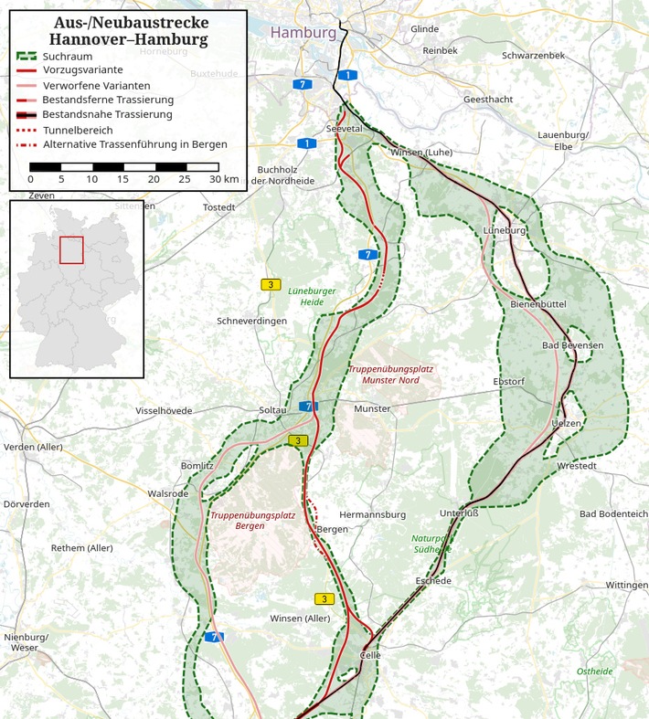 Neubaustrecke Hannover–Hamburg: Koalition folgt der Fahrgastlinie / Fahrgastverband PRO BAHN lobt die Entschließung der Koalitionsfraktionen zur Vorzugsvariante und fordert verbindliche Regionalhalte in Soltau und Bergen