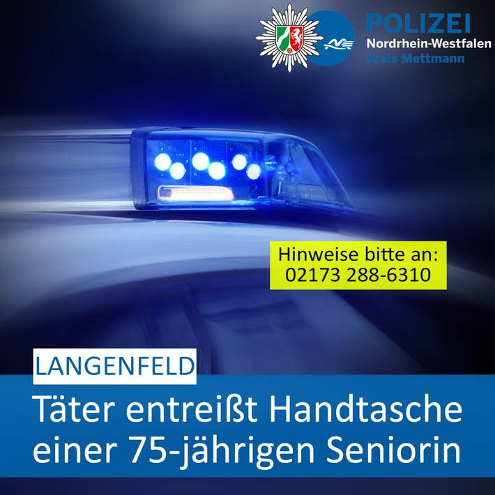 POL-ME: Handtasche entrissen - Polizei ermittelt und bittet um Hinweise - 2505041