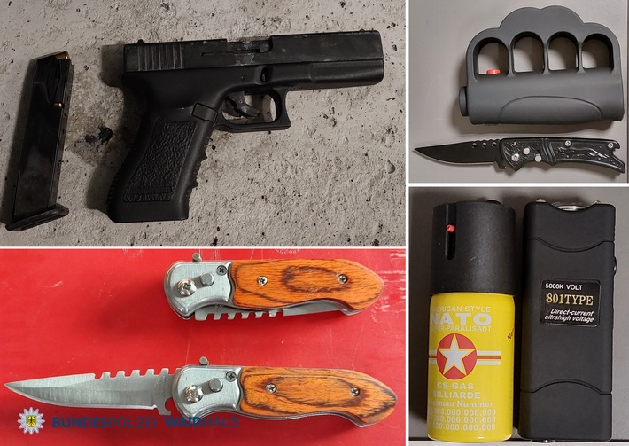 Bundespolizeidirektion München: Pistole und andere Waffen - Bundespolizei Waidhaus deckt mehrere Verstöße auf