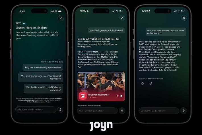 Noch nie war Streaming schlauer: Joyn startet ab sofort die KI-Streaming-Assistentin "Joyce"