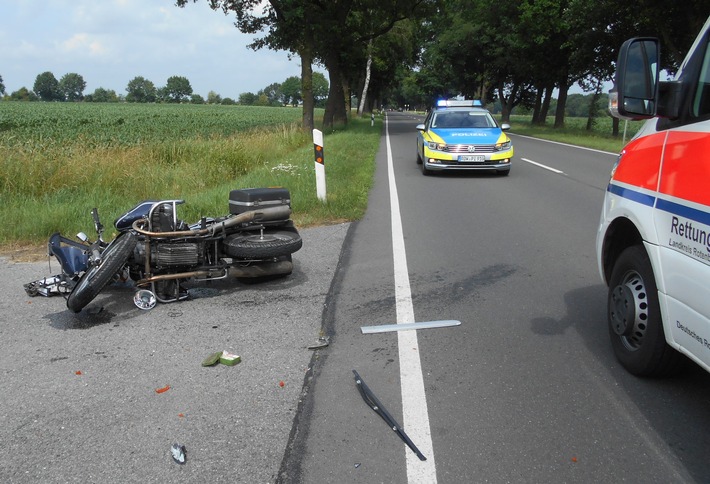 POL-ROW: ++ 64-jähriger Motorradfahrer bei Unfall verletzt - Polizei sucht Zeugen ++