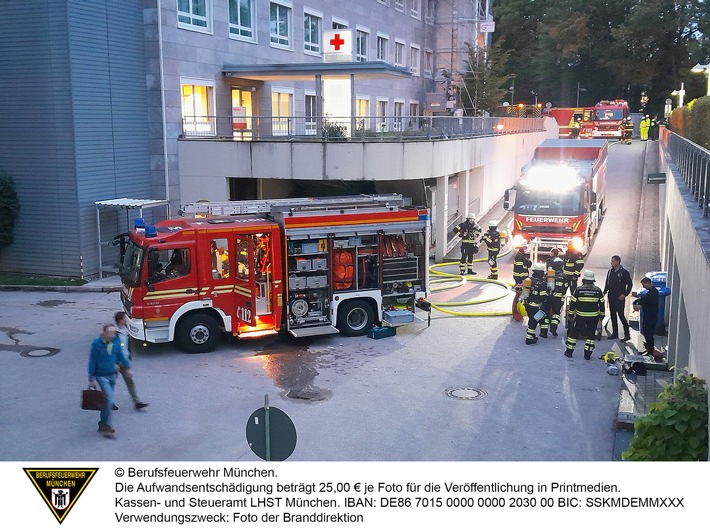 FW-M: Wäschetrockner brennt in Klinik (Pasing)