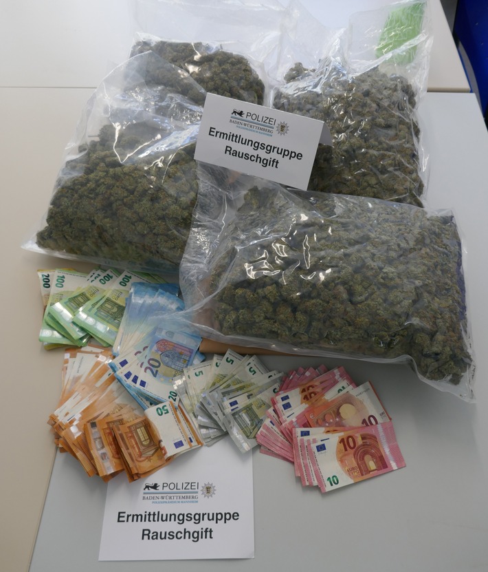 POL-MA: Mannheim: 34-Jähriger wegen des Verdachts des Betäubungsmittelhandels in nicht geringer Menge in Haft - Sicherstellung von 3,5 Kilogramm Marihuana