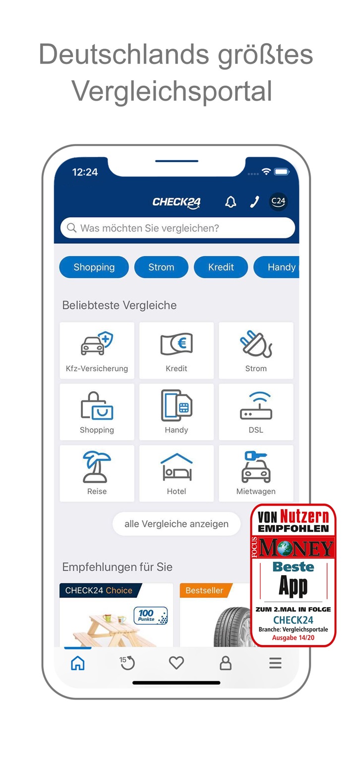 ServiceValue und FOCUS MONEY: CHECK24 hat die beste App