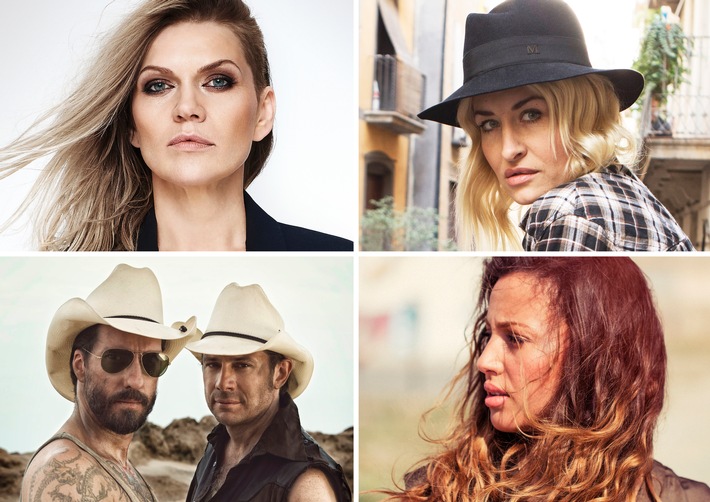 Die deutsche ESC-Jury 2016: Sarah Connor, Anna Loos, Namika sowie Alec Völkel und Sascha Vollmer (The BossHoss)