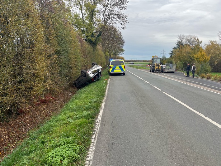 POL-COE: Ascheberg, Herbern / Auto überschlägt sich - Alkoholverdacht beim Fahrer