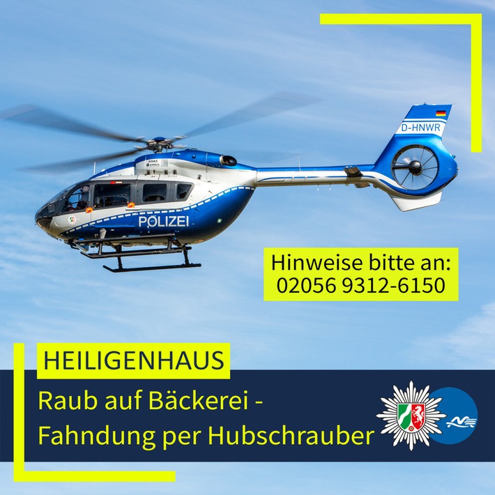 POL-ME: Erstmeldung: Überfall auf Bäckerei - Fahndung per Polizeihubschrauber - 2607053