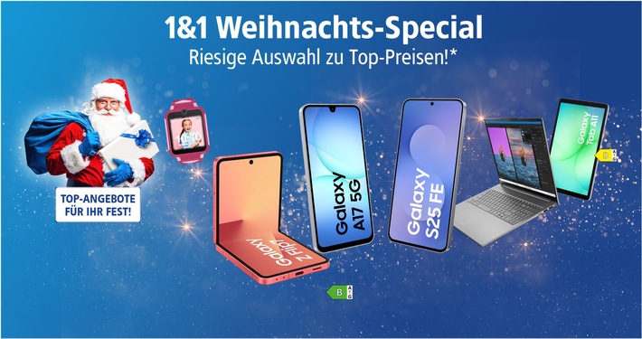 Für jeden das passende Weihnachtsgeschenk – jetzt bei 1&1 zu Top-Preisen und inklusive Mobilfunktarifen