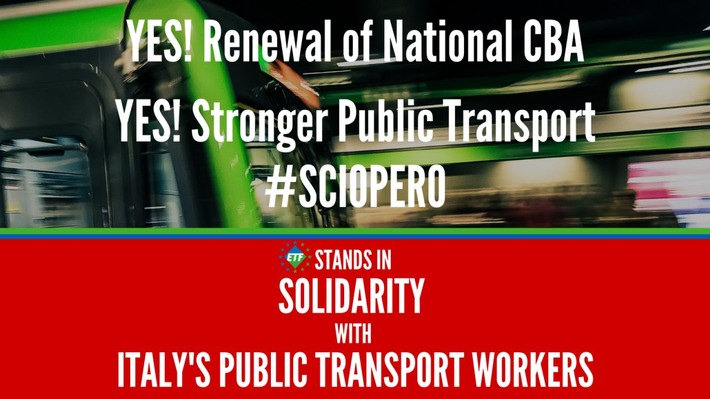 ETF solidarisch mit italienischen Verkehrsbeschäftigten