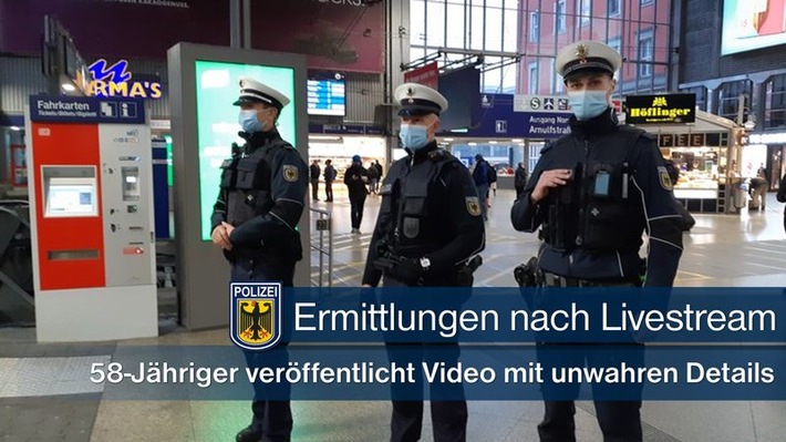 Bundespolizeidirektion München: Ermittlungen wegen Livestream von Kontrollen: 58-Jähriger - ohne Mund-Nasen-Bedeckung - filmt Zugbegleiterin und Bundespolizei im Einsatz