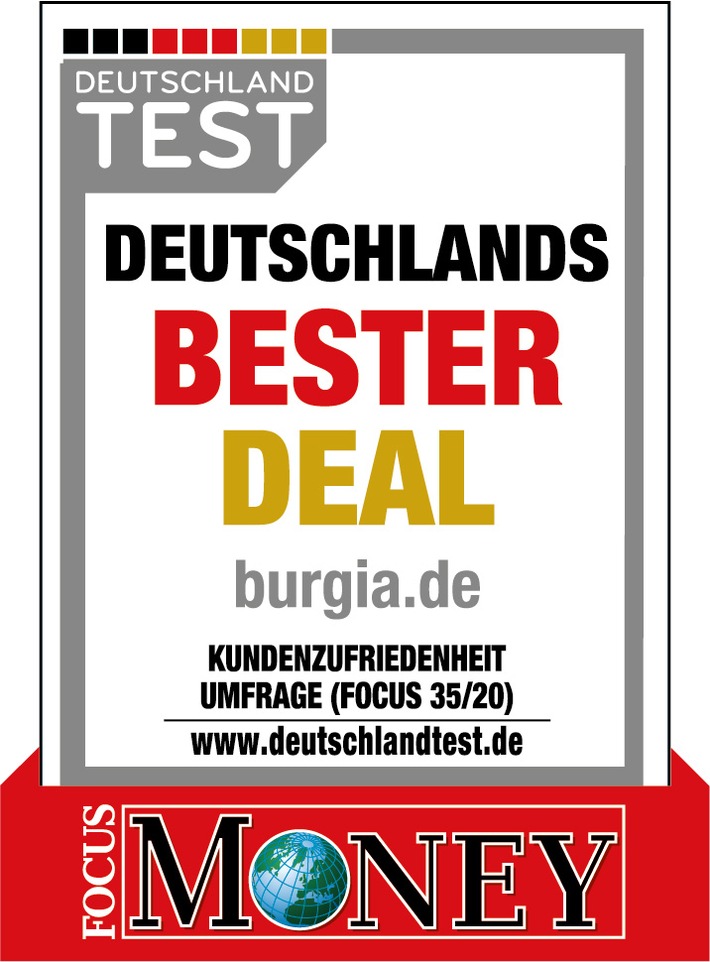 Bester Deal bei Burgia - Focus Money zeichnet Burgia Sauerland in Studie &quot;Smart Shopping&quot; im Bereich Berufsbekleidung aus