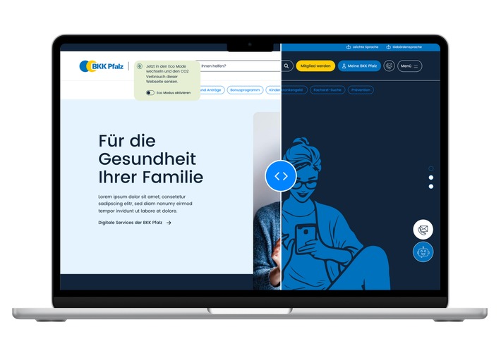 BKK Pfalz setzt mit Website Zeichen für Nachhaltigkeit und reduziert digitalen CO2-Fußabdruck