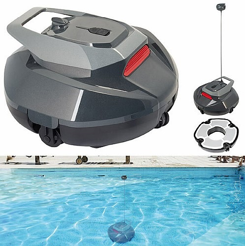 Den Pool automatisch und kabellos säubern lassen: AGT Kabelloser Akku-Poolreiniger-Roboter PRR-100, bis 90 Min. Laufzeit, bis 80 m²