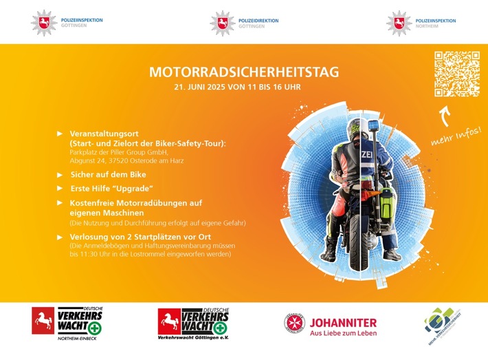POL-NOM: Gemeinsame Pressemitteilung der Polizeiinspektionen Göttingen und Northeim sowie der Polizeidirektion Göttingen anlässlich des "Motorradsicherheitstages" am 21. Juni 2025 in Osterode am Harz