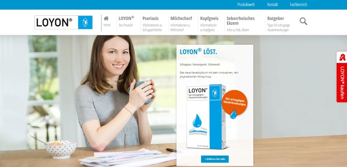 Webseite www.loyon-schuppen.de ausgebaut: Informationen zu schuppigen Hauterkrankungen wie Psoriasis und Kopfgneis
