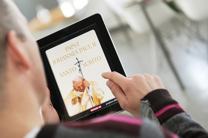 Papst mobil - Weltbild und picture alliance bringen zur Seligsprechung von Johannes Paul II. die Wissens-App &quot;SANTO SUBITO&quot; in den App Store (mit Bild)
