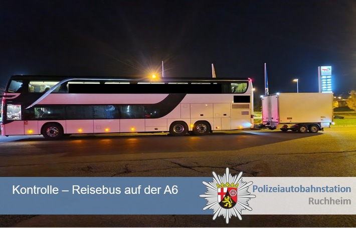 POL-PDNW: Polizeiautobahnstation Ruchheim - Erneute Kontrolle im Reiseverkehr Weiterfahrt eines Busses nach Paris untersagt