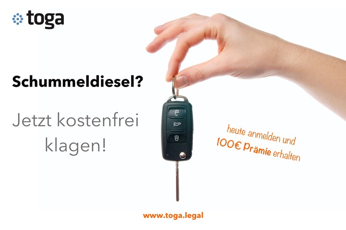 VW-Dieselbesitzer: Jetzt kostenfrei klagen! Weiterer Text über ots und www.presseportal.de/nr/135938 / Die Verwendung dieses Bildes ist für redaktionelle Zwecke honorarfrei. Veröffentlichung bitte unter Quellenangabe: "obs/toga"