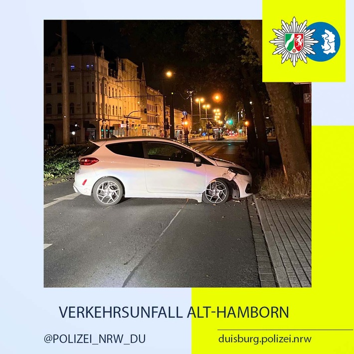 POL-DU: Alt-Hamborn: Alkoholisierter Autofahrer kollidiert mit einem Baum