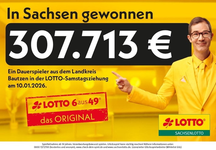 Mit Sechs Richtigen ins neue Jahr: 307.713 Euro bei LOTTO 6aus49 im Landkreis Bautzen gewonnen