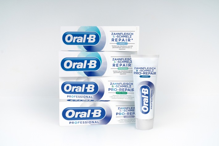 Oral-B bringt die innovative Spezialzahncreme Oral-B Professional Zahnfleisch & -schmelz PRO-REPAIR gegen Zahnfleischprobleme auf den Markt