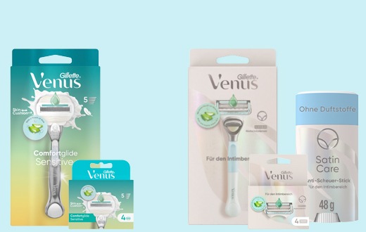 Für empfindliche Haut: die neue Sensitive Linie von Gillette Venus