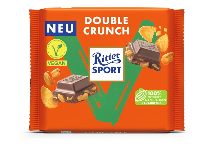 Neu & extra knusprig: Ritter Sport Vegan Double Crunch