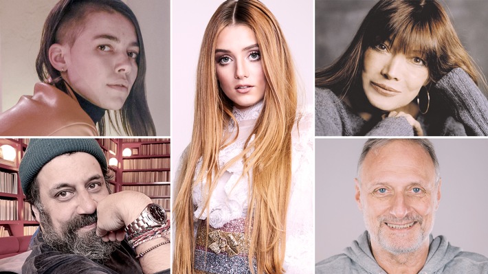 Die deutsche ESC-Jury 2023: Katja Ebstein, Arne Ghosh, Anica Russo, Alina Süggeler und Kai Tölke