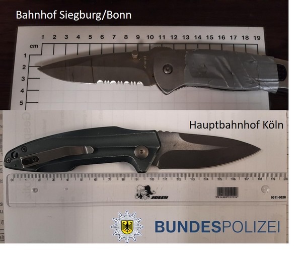 BPOL NRW: Vor der Waffenverbotszone am kommenden Wochenende: Bundespolizei stellt zwei Einhandmesser sicher
