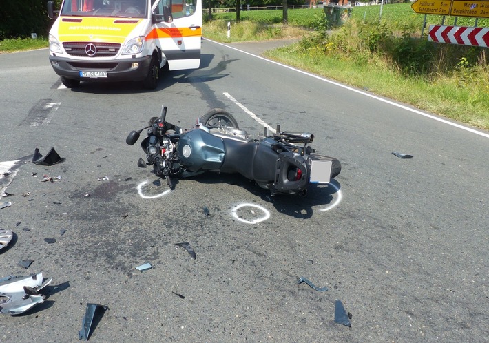 POL-MI: Motorradfahrer (58) bei Kollision verletzt