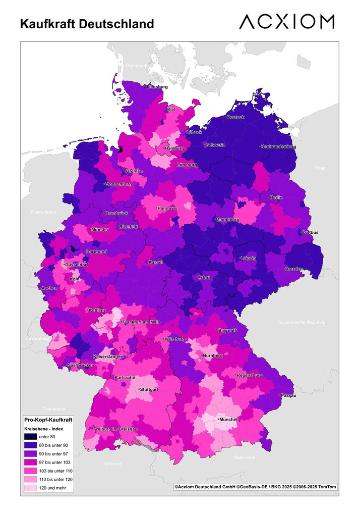 Kaufkraft in Deutschland 2025: Solides Wachstum, verhaltener Konsum