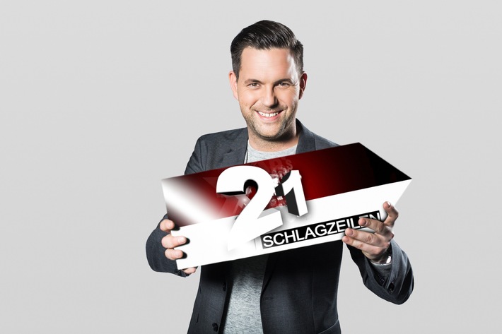 Packende Headlines, bewegende Geschichten: Matthias Killing zeigt in seiner Show &quot;21 Schlagzeilen&quot; die spektakulärsten 
TV-Momente am 18. Mai 2016 um 20:15 Uhr