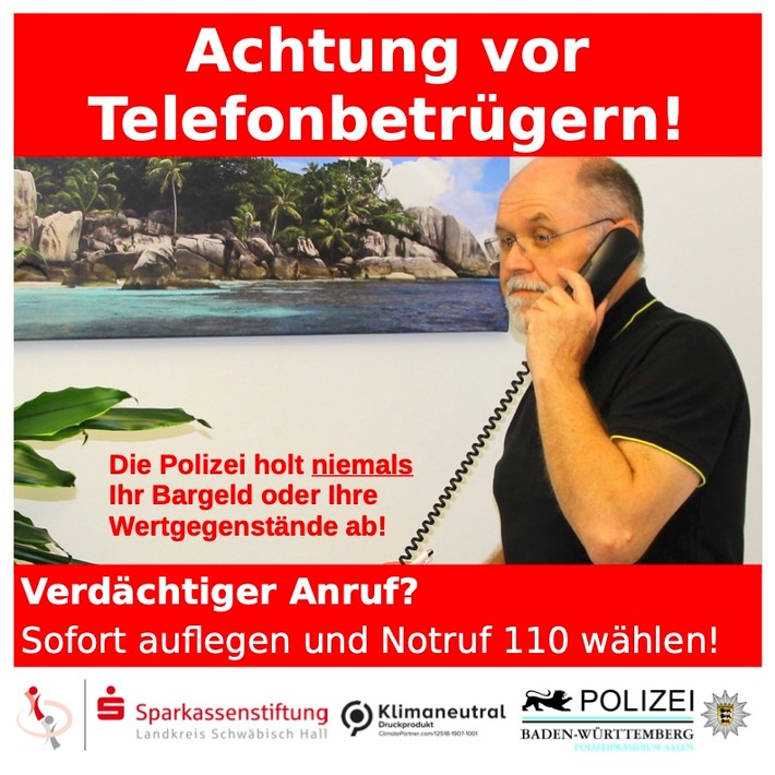 POL-AA: Straftaten zum Nachteil älterer Menschen im Landkreis Schwäbisch Hall; Gemeinsame Aktion der Sparkassenstiftung, der Apotheken und des Polizeipräsidiums Aalen.